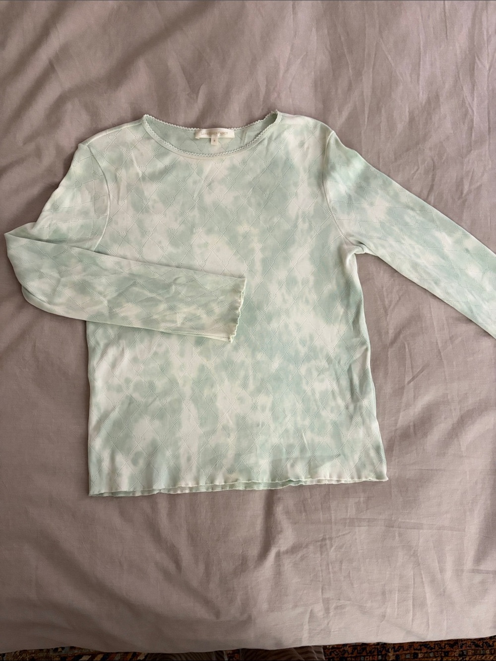 LoveShackFancy Yulia green tie dye diamond long sleeve tee Medium